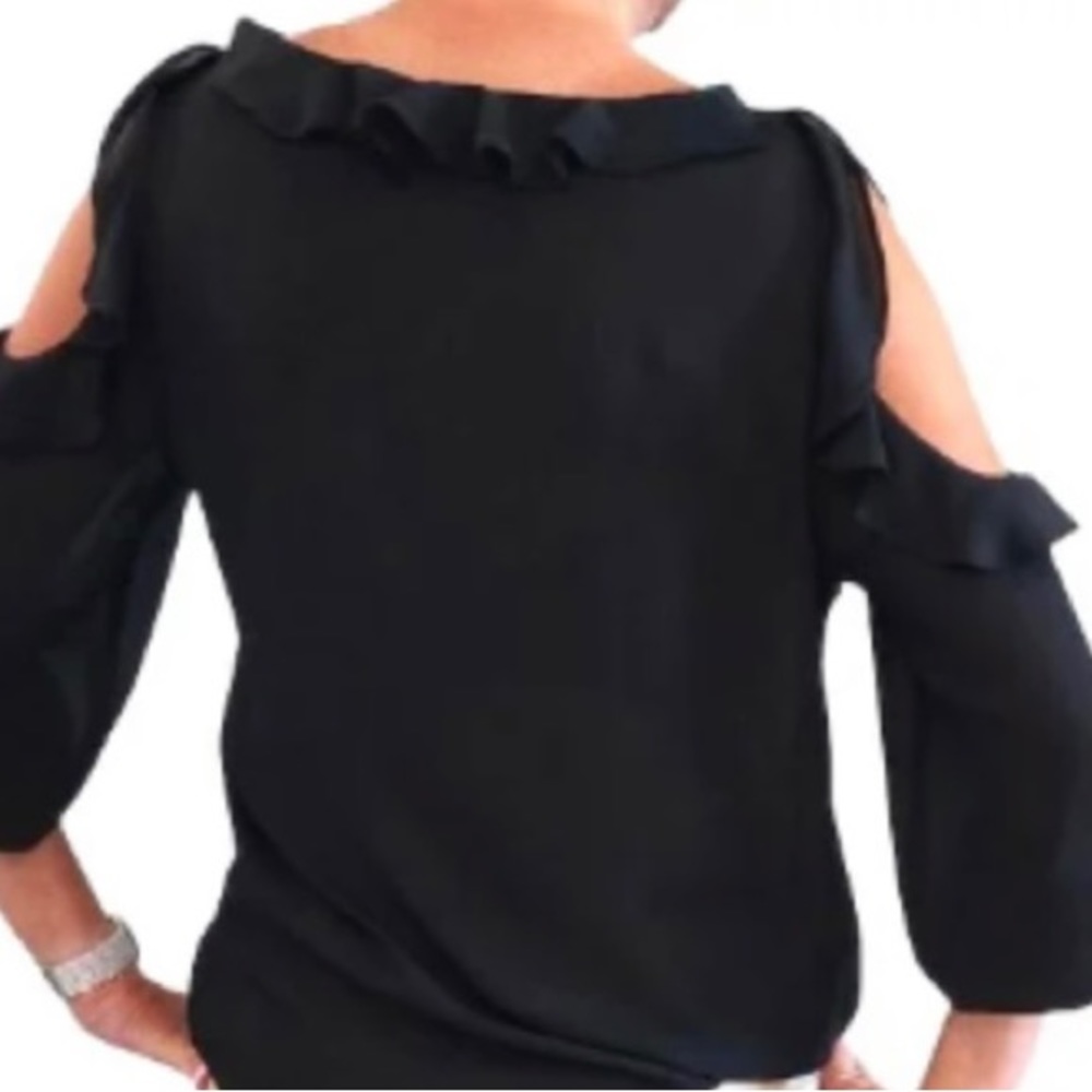 V Neck Ruffle Chiffon Top - Picture 2 of 7